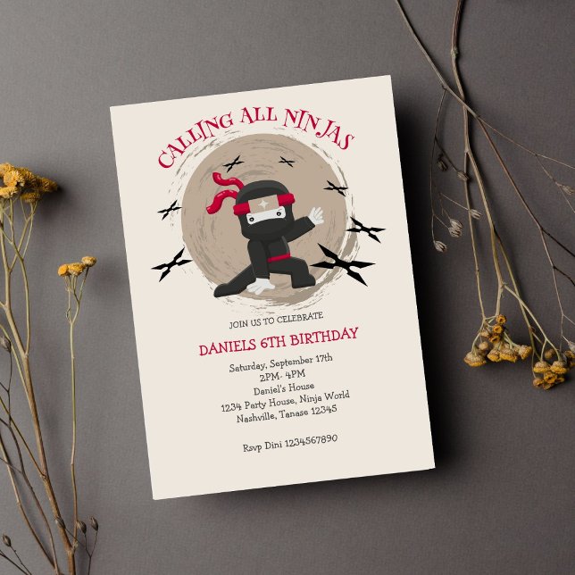 Invitation Anniversaire de enfant guerrier du Cute Ninja (Invitation)