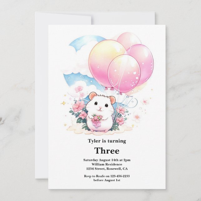 Invitation Anniversaire de enfant Hamster (Devant)