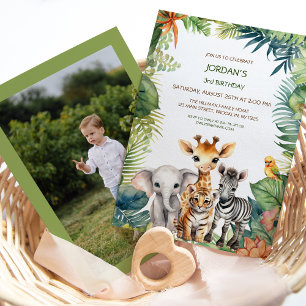 Invitation Anniversaire de enfant Jungle Safari Animaux pour 