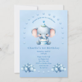 Invitation Anniversaire de enfant Little Blue Elep