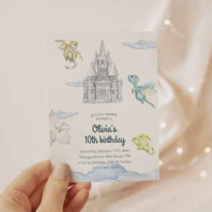 Invitation Anniversaire de enfant Magical Castle Cute Dragons