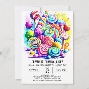 Invitation Anniversaire de enfant moderne de Candyland