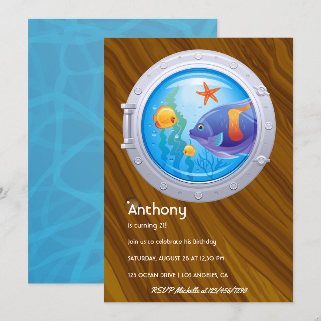 Invitation Anniversaire de enfant nautique (Devant / Derrière)