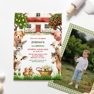 Invitation Anniversaire de enfant Party Farm Animaux pour gar