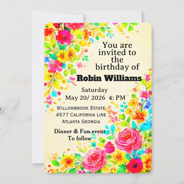 Invitation Anniversaire de enfant personnalisable  (Devant)