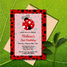 Invitation Anniversaire de enfant Pois Ladybug Red Black Fram
