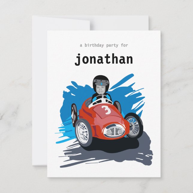 Invitation Anniversaire de enfant - Race Car (Devant)