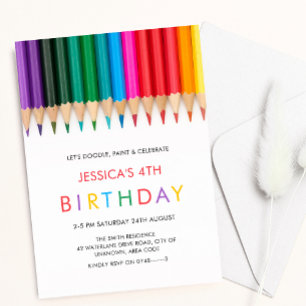 Invitation Anniversaire de enfant Rainbow Painting et Art Par