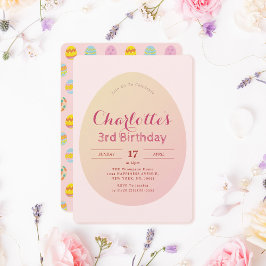 Invitation Anniversaire de enfant rose doux Motif simple