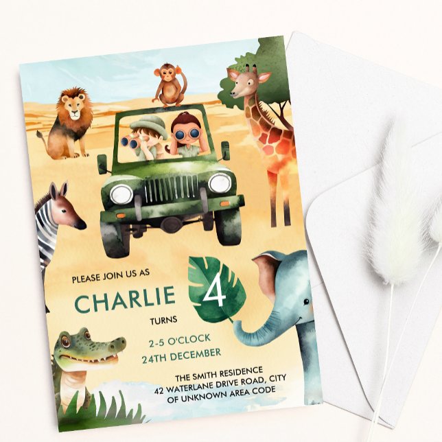 Invitation Anniversaire de enfant Safari animal Jungle (Créateur téléchargé)