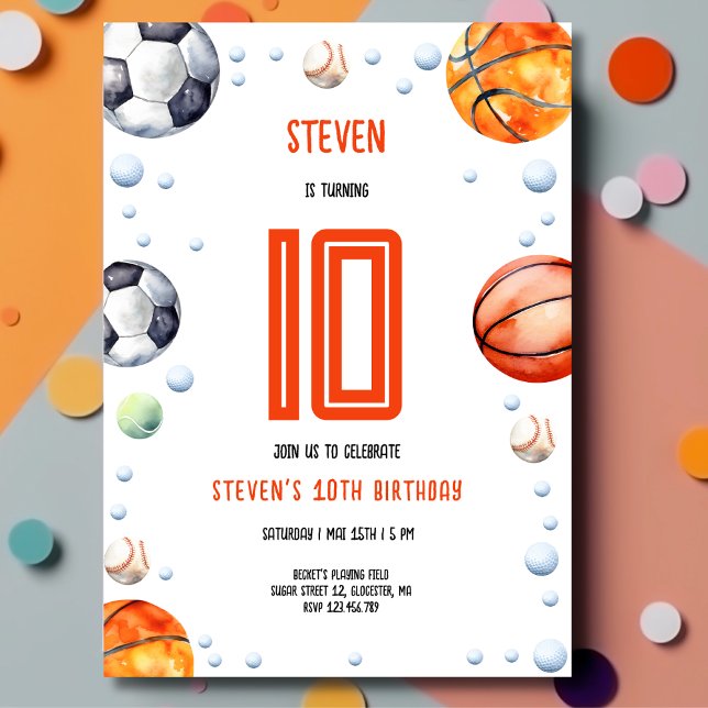 Invitation Anniversaire de enfant sportif de balle (Créateur téléchargé)