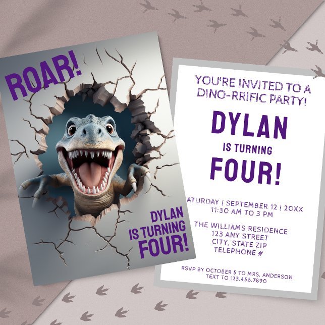 Invitation Anniversaire de enfant T-Rex de Dinosaure 3D moder (Créateur téléchargé)