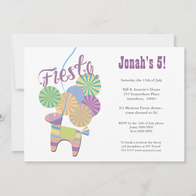 Invitation Anniversaire de enfant traditionnel de Fiesta Pina (Devant)