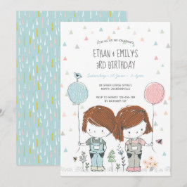 Invitation Anniversaire de enfant Twins