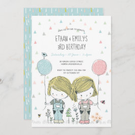 Invitation Anniversaire de enfant Twins