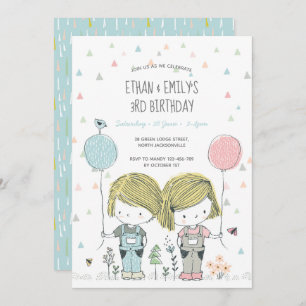 Invitation Anniversaire de enfant Twins