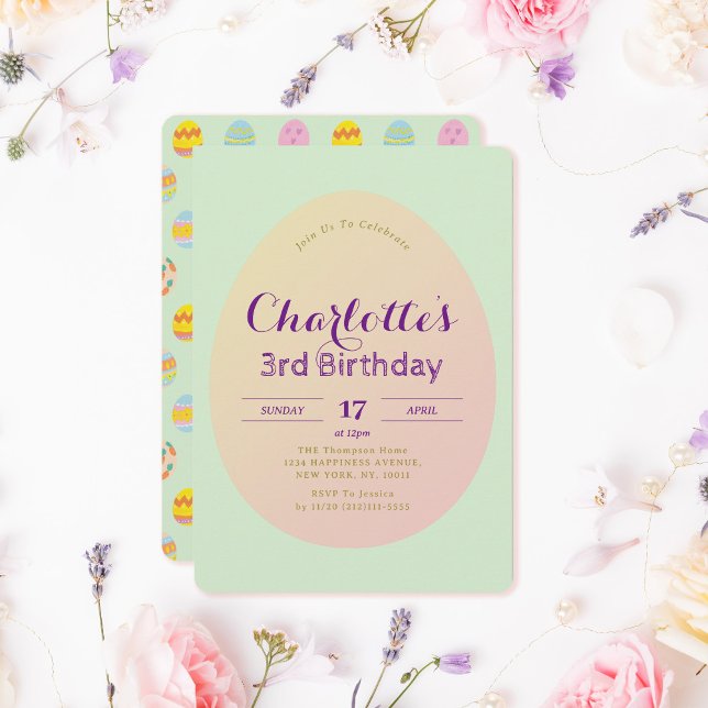 Invitation Anniversaire de enfant vert doux simple Motif d'oe (Créateur téléchargé)