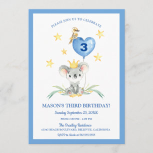 Invitation anniversaire de enfant Woodland Bush Baby Koala