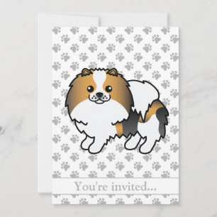 Invitation Anniversaire de fête de chien mignon Pomeranian tr