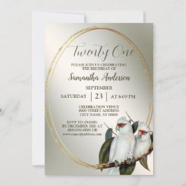 Invitation Anniversaire de fête Oiseaux blancs Cockatoo Feuil