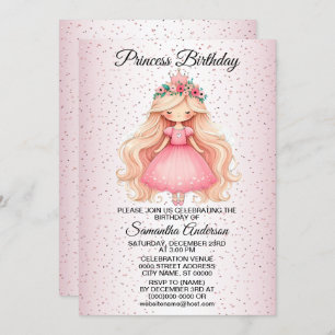 Invitation Anniversaire de fête Pink Princess