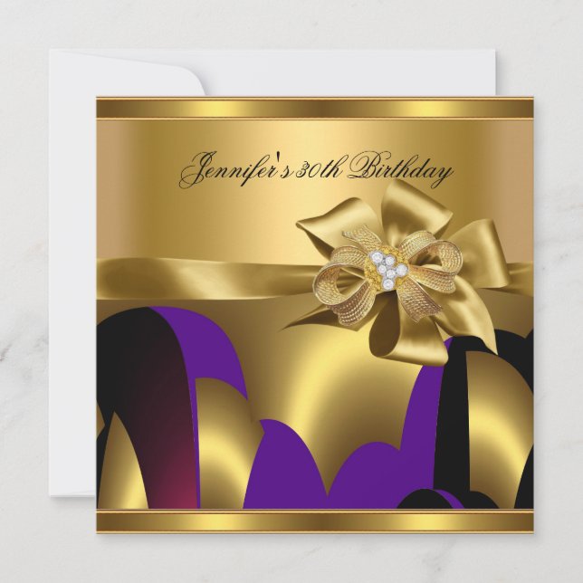 Invitation Anniversaire de fête Purple Gold Abstrait (Devant)