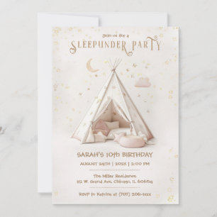 Invitation Anniversaire de fête pyjama bohème modifiable