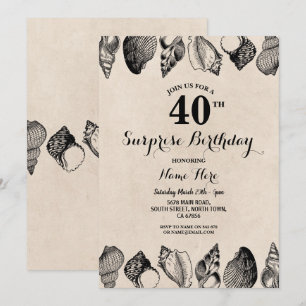 Invitation Anniversaire de fête Shells Ocean Beach Sea Mens F