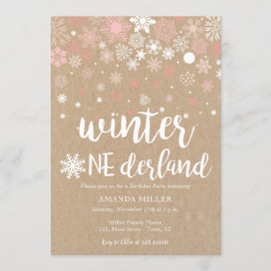 Invitation Anniversaire de fille de flocons de neige du pays