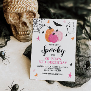 Invitation Anniversaire de fille Spooktacular Halloween rose