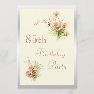 Invitation Anniversaire de fleurs chics de ressort 85th
