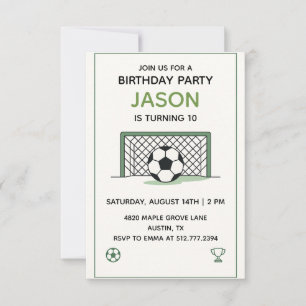 Invitation Anniversaire de football blanc et vert • Fête spor