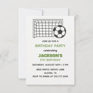 Invitation Anniversaire de football blanc et vert • Fête spor