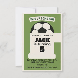 Invitation Anniversaire de football pour garçons - Thème vert