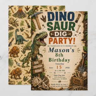 Invitation Anniversaire de fouille de dinosaures