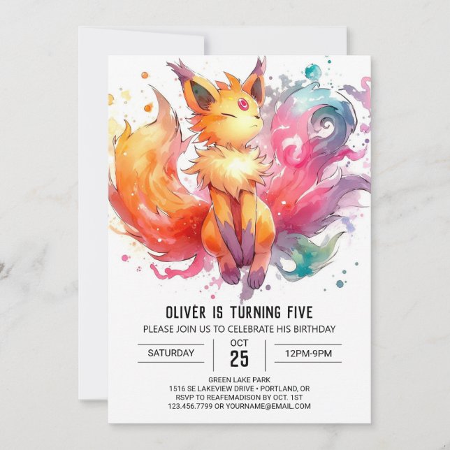 Invitation Anniversaire de Fox Whimsical en ligne (Devant)