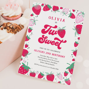 Invitation Anniversaire de fraises Deux baies douces fête d'a