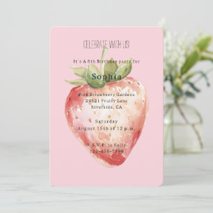 Invitation Anniversaire de Fruit de Fraise Rose