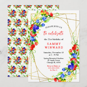 Invitation Anniversaire de fruits rouges estivaux