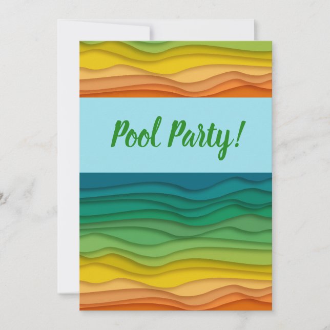 Invitation Anniversaire de Funky Waves Hawaiian Ado Pool Part (Devant)