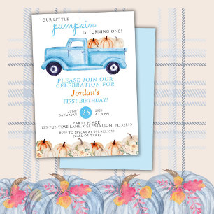Invitation Anniversaire de garçon camion petit citrouille ble