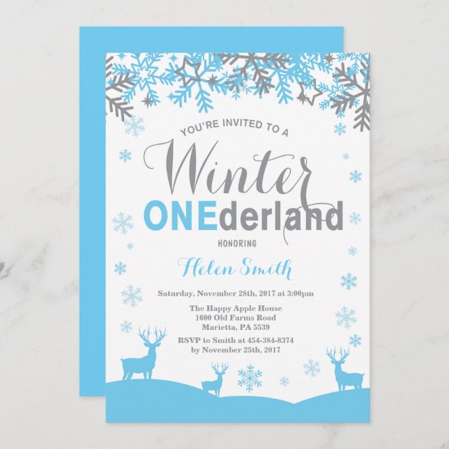 Invitation Anniversaire de garçon de flocon de neige (Devant / Derrière)