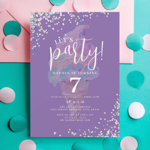 Invitation Anniversaire de glace de couleur arc-en-ciel Let's