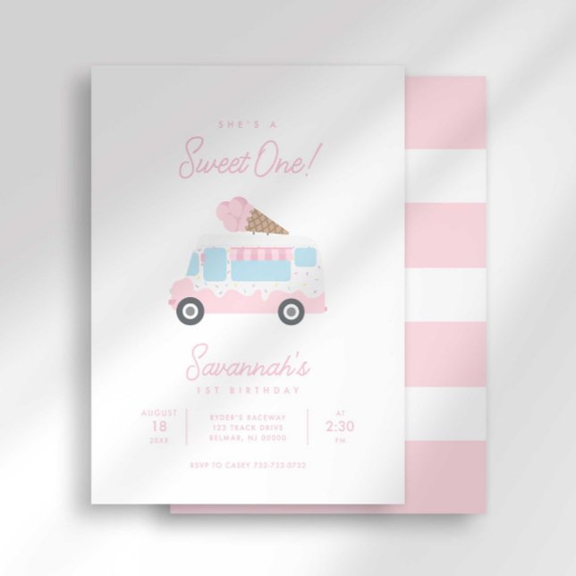 Invitation anniversaire de glace rayée chic (Créateur téléchargé)