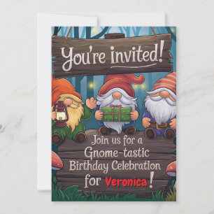 Invitation Anniversaire de Gnome Whimsical, Soirée Forestière