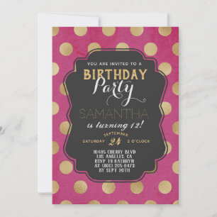 Invitation Anniversaire de Gold Polkadot