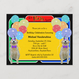 Invitation Anniversaire de Golden Retriever