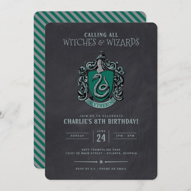 Invitation Anniversaire de Harry Potter | Chalboard de lyther (Devant / Derrière)