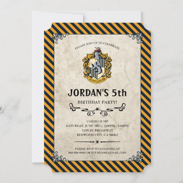 Invitation Anniversaire de Harry Potter | Hufflepuff (Devant)
