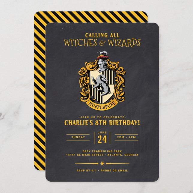 Invitation Anniversaire de Harry Potter | Tableau de bord de  (Devant / Derrière)